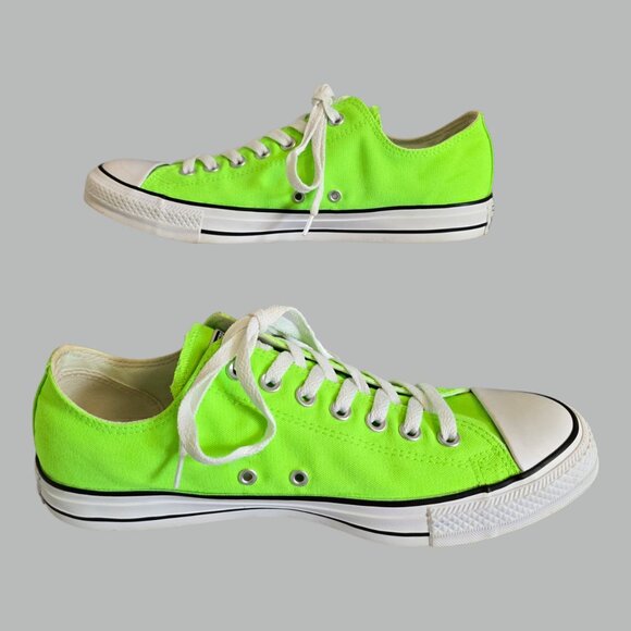 Converse All Star Sneakers Shoes Neon Lime Green 152808F Women Size 12 Men 10 - Picture 3 of 10